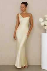 The Madeline Cowl Satin Maxi Dress Yellow